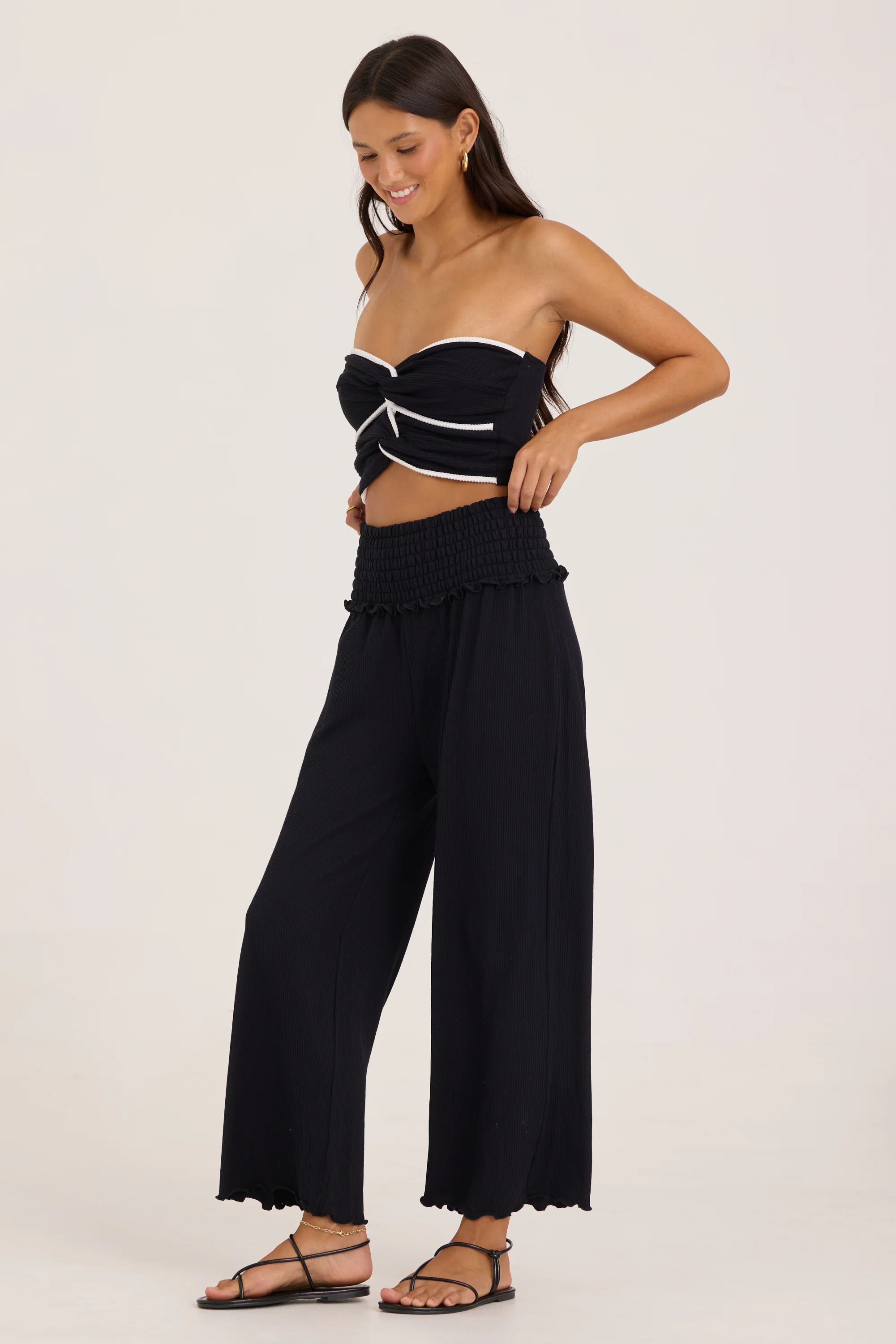 Rib Knit Tube Top - Black - Image 5