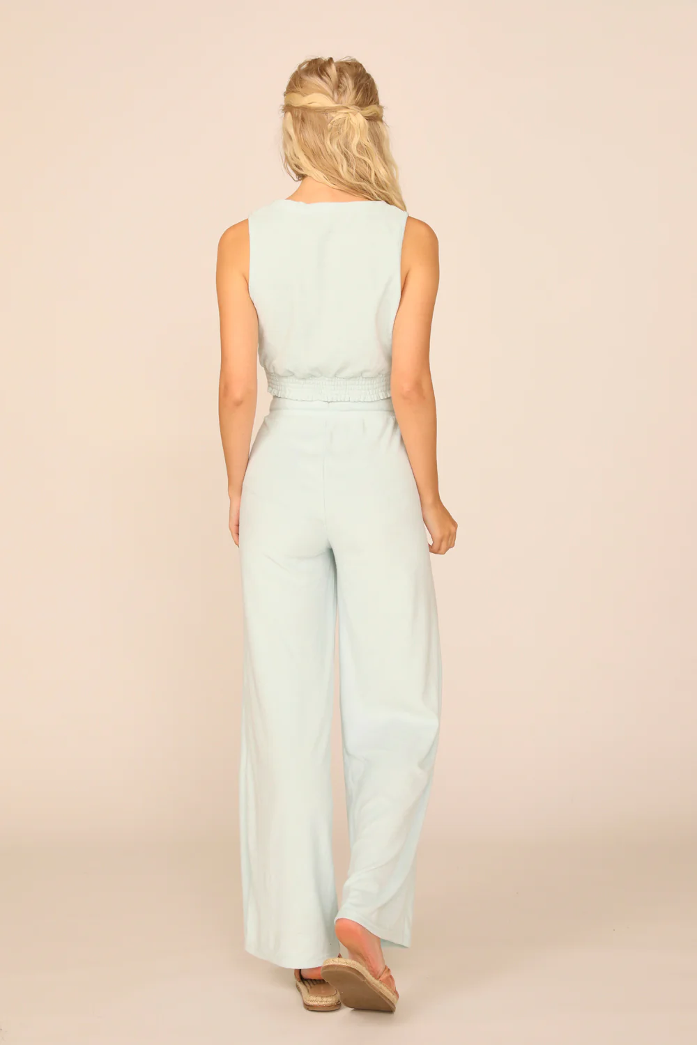 Salty Blue Terry Cloth Surplice W/ Smocked Waist - Image 4