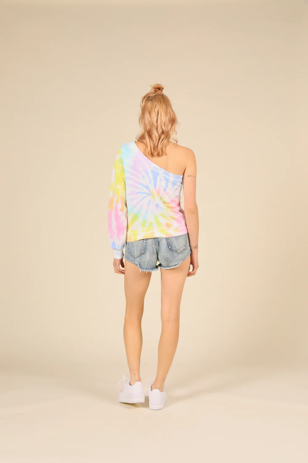 Sunshine Swirl Tie Dye Burnout One Shoulder Top - Image 4