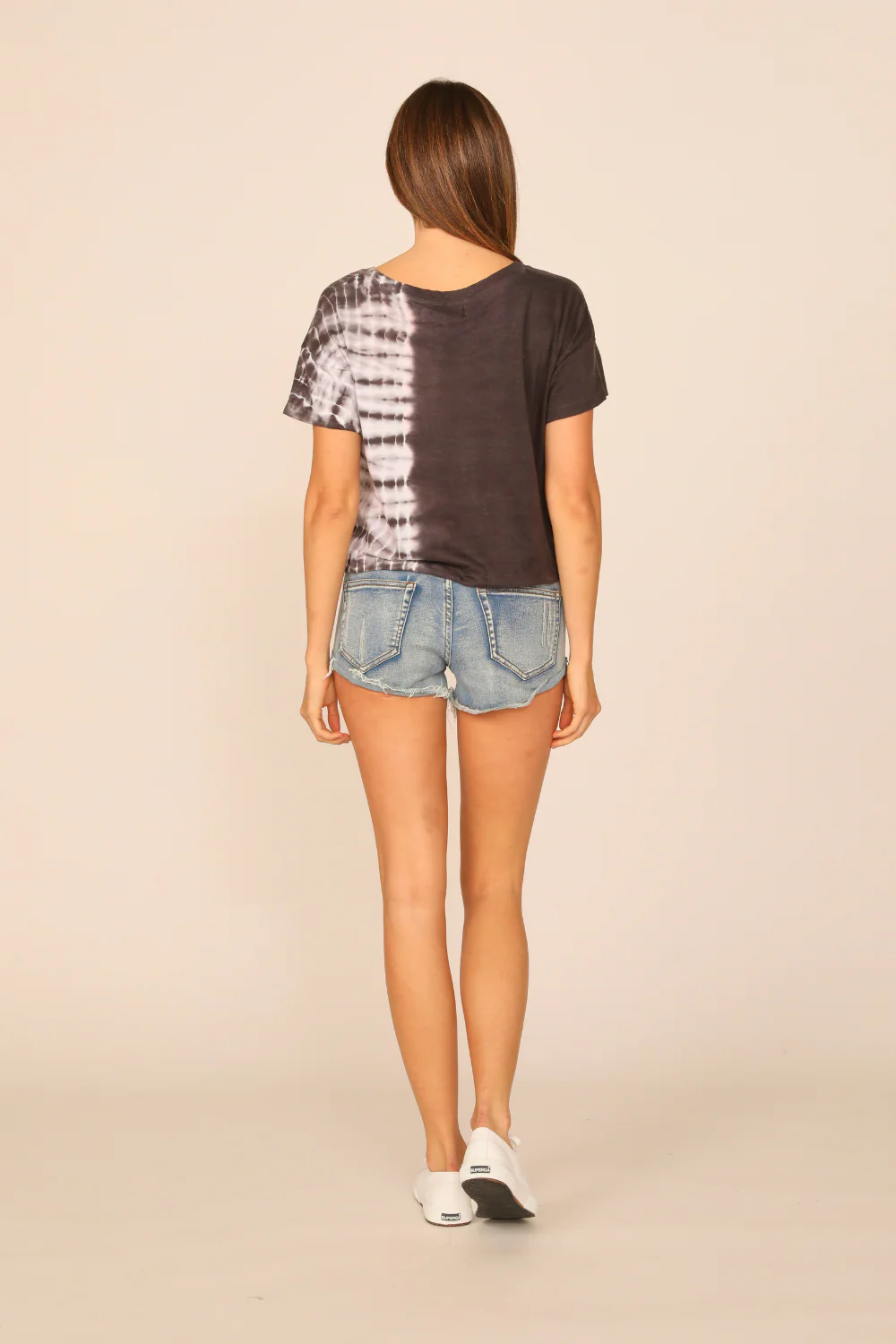 Washed Black Split Tie Dye Tie Bottom Tee - Image 4
