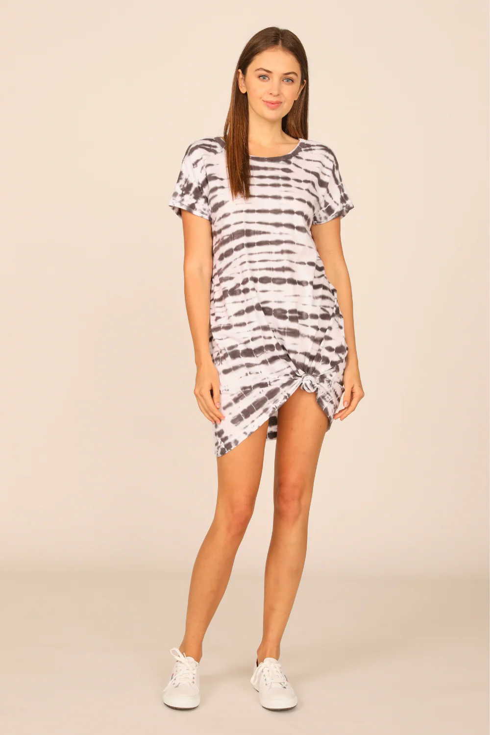 Washed Black Tie Dye V-Back Tee Shirt Dress - Image 3